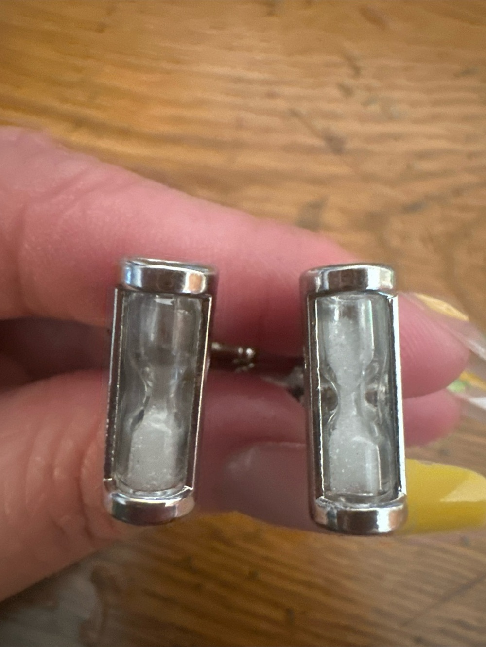 Novelty Hourglass Cufflinks in Silver Tone